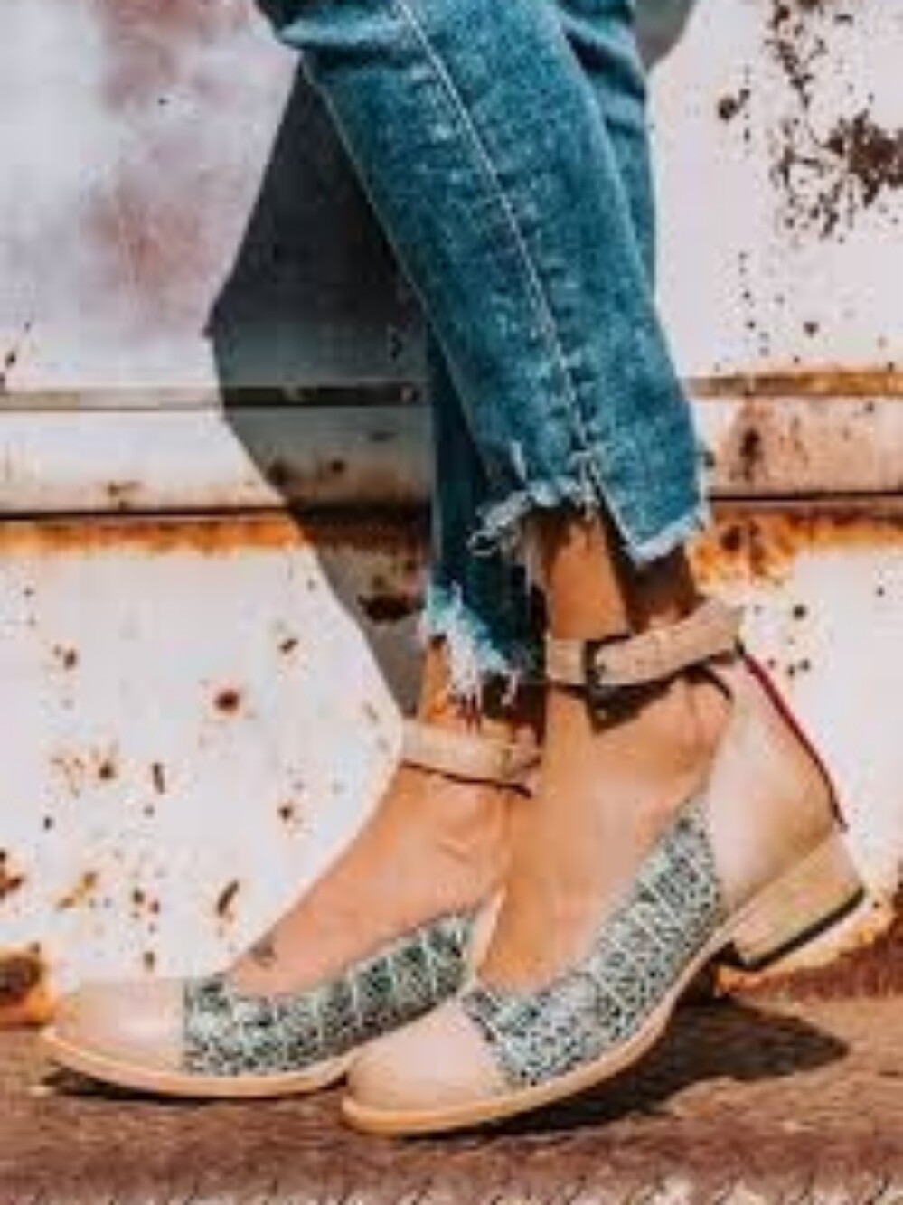 Freebird Marilyn Pink Blush Snakeskin Ankle Strap Ballet Flat